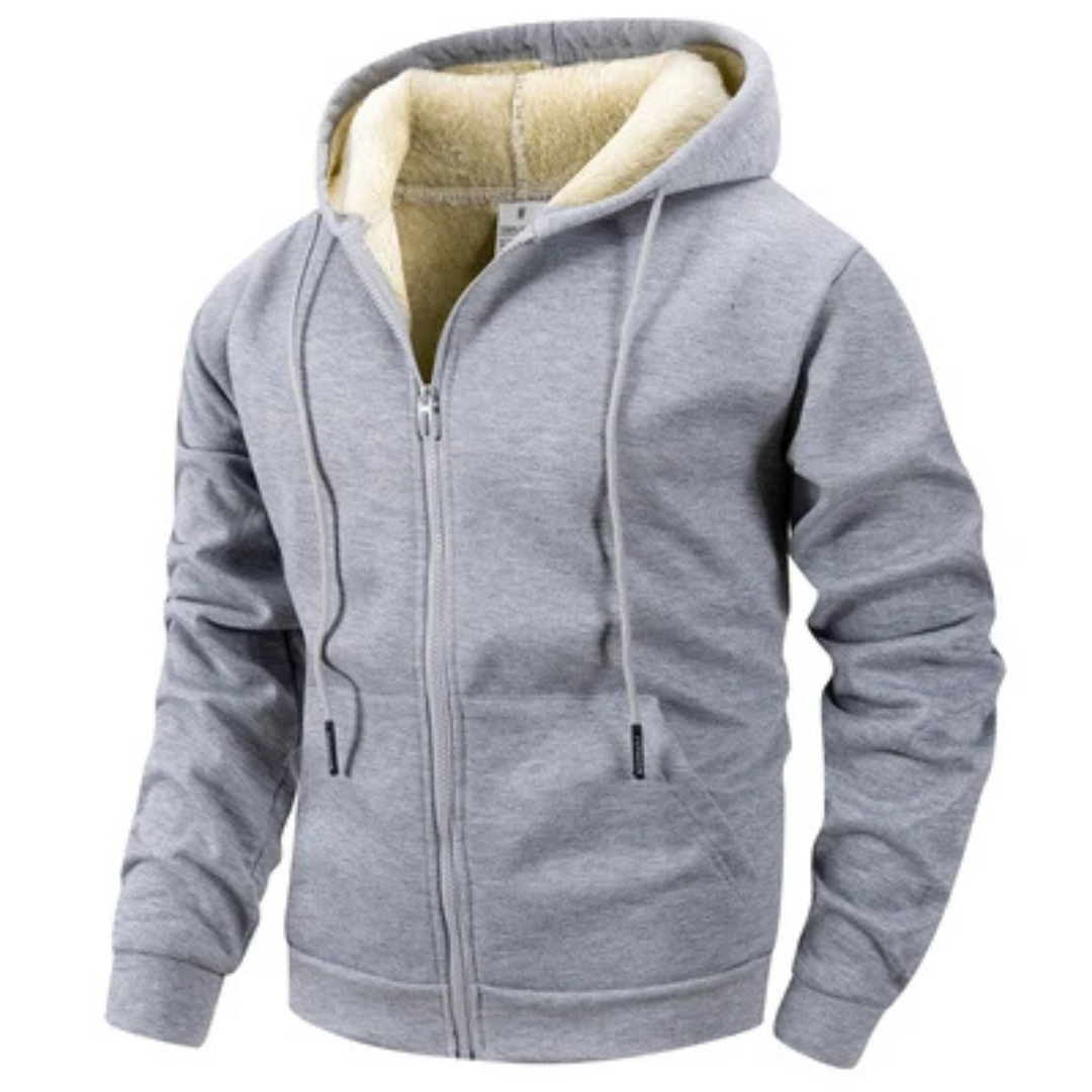 Veste homme à capuche zippée complète avec poches kangourou - cordon et poignet côtelés