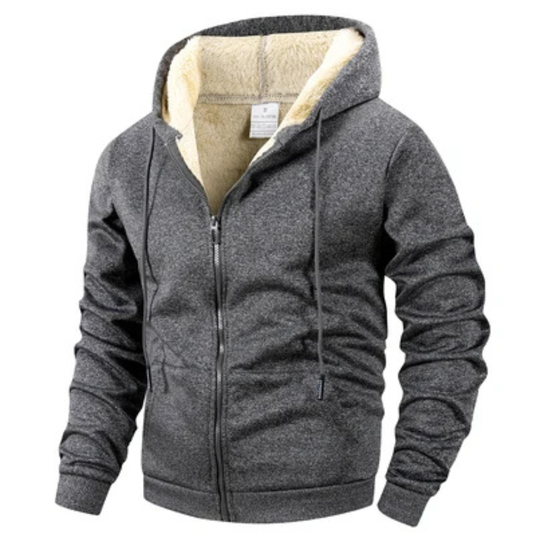 Veste homme à capuche zippée complète avec poches kangourou - cordon et poignet côtelés