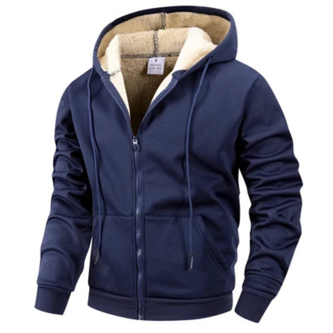 Veste homme à capuche zippée complète avec poches kangourou - cordon et poignet côtelés