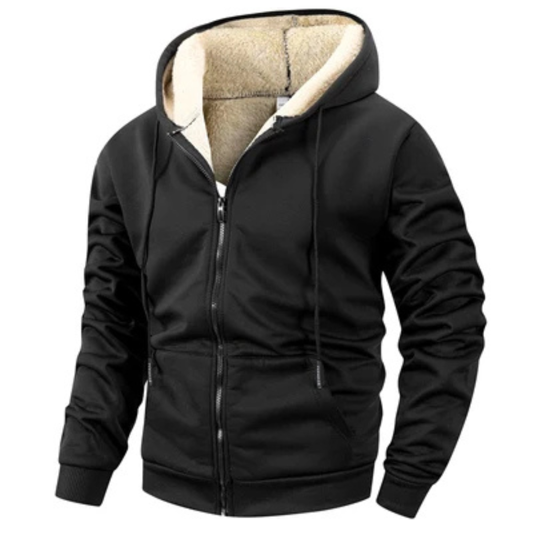 Veste homme à capuche zippée complète avec poches kangourou - cordon et poignet côtelés