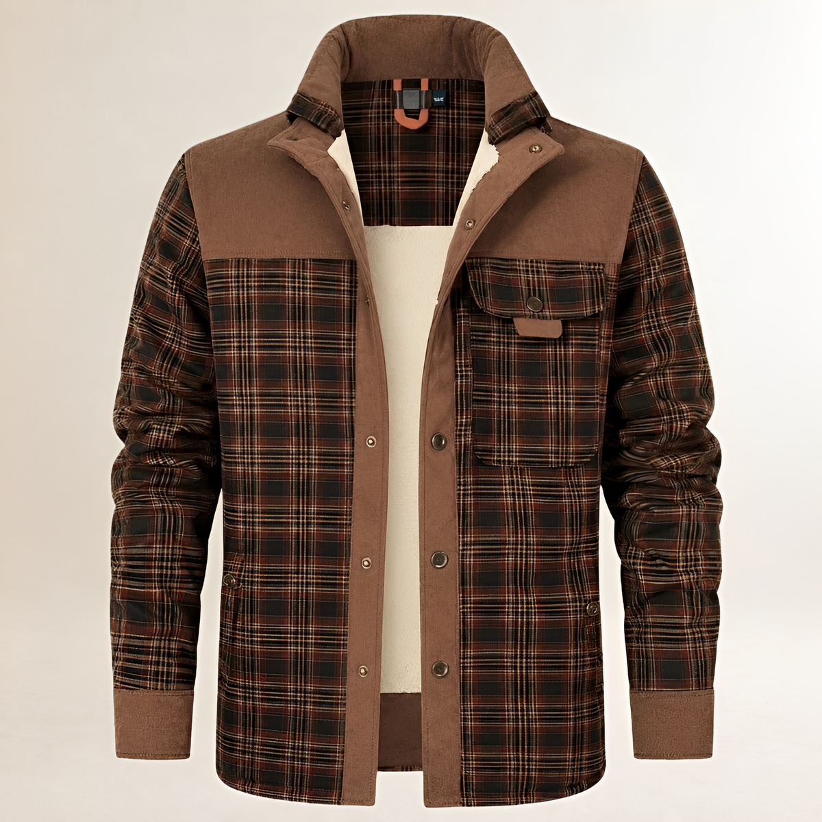 Veste homme à carreaux avec empiècement contraste et poches