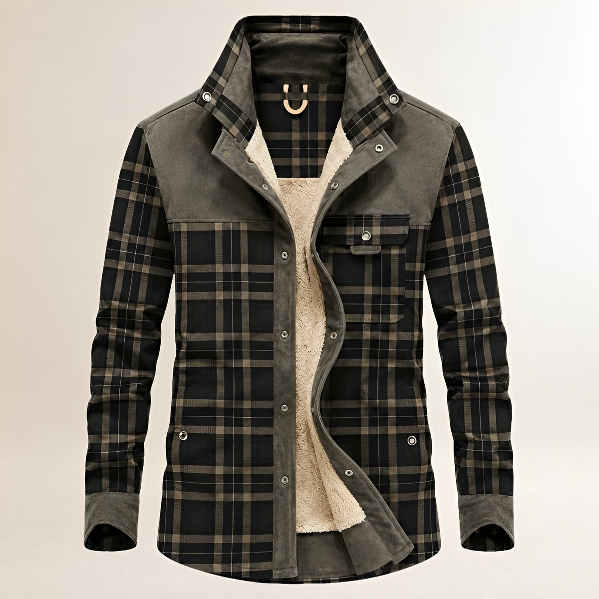 Veste homme à carreaux avec empiècement contraste et poches