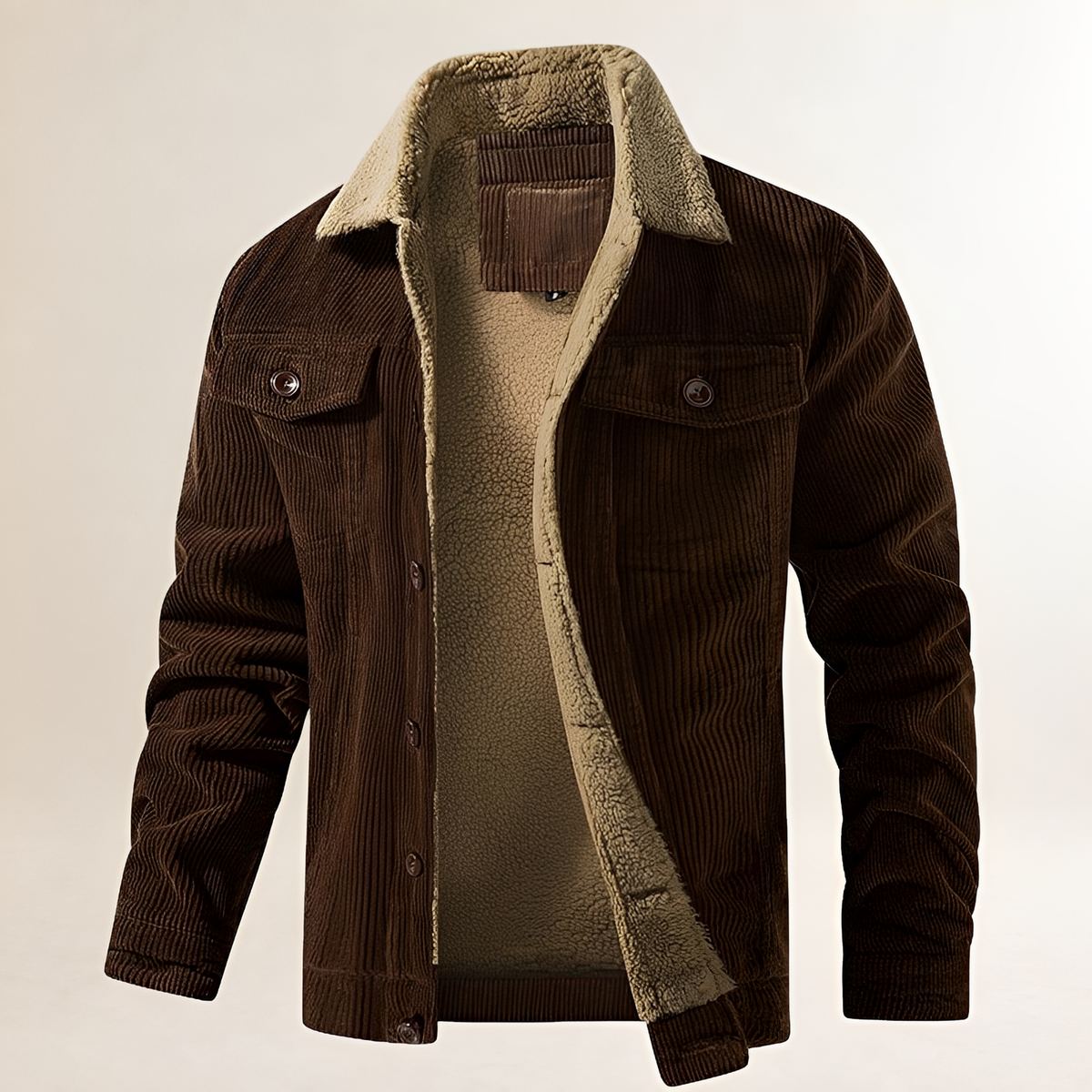 Veste homme à col en peluche et fermeture à boutons - coupe régulière