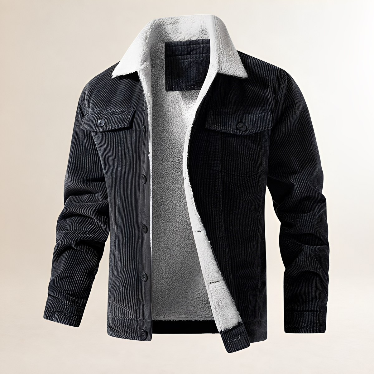 Veste homme à col en peluche et fermeture à boutons - coupe régulière