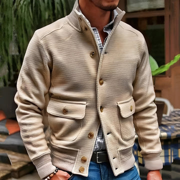 Veste homme à col montant avec poches à rabat - Coupe ajustée