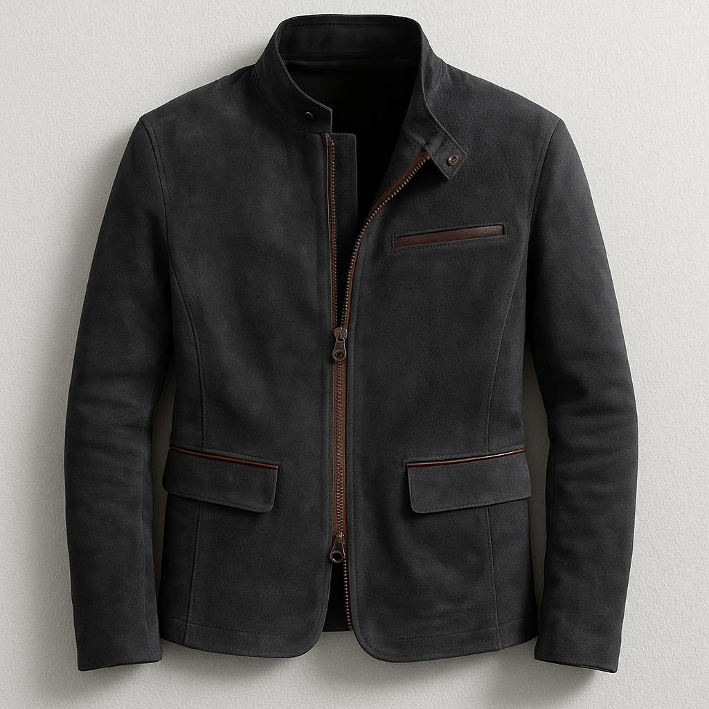 Veste homme à col montant et fermeture éclair - coupe ajustée avec poches