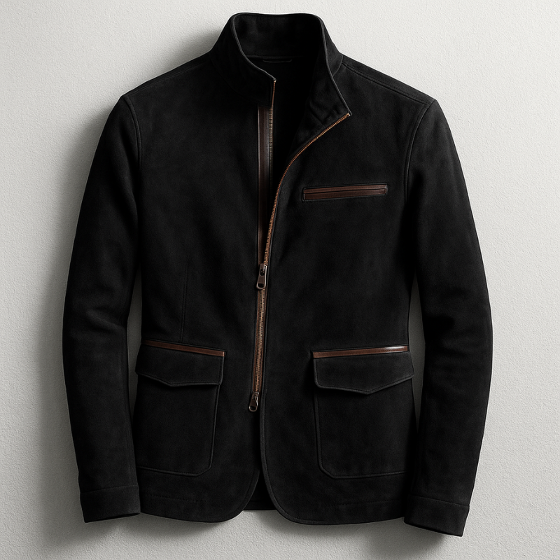 Veste homme à col montant et fermeture éclair - coupe ajustée avec poches