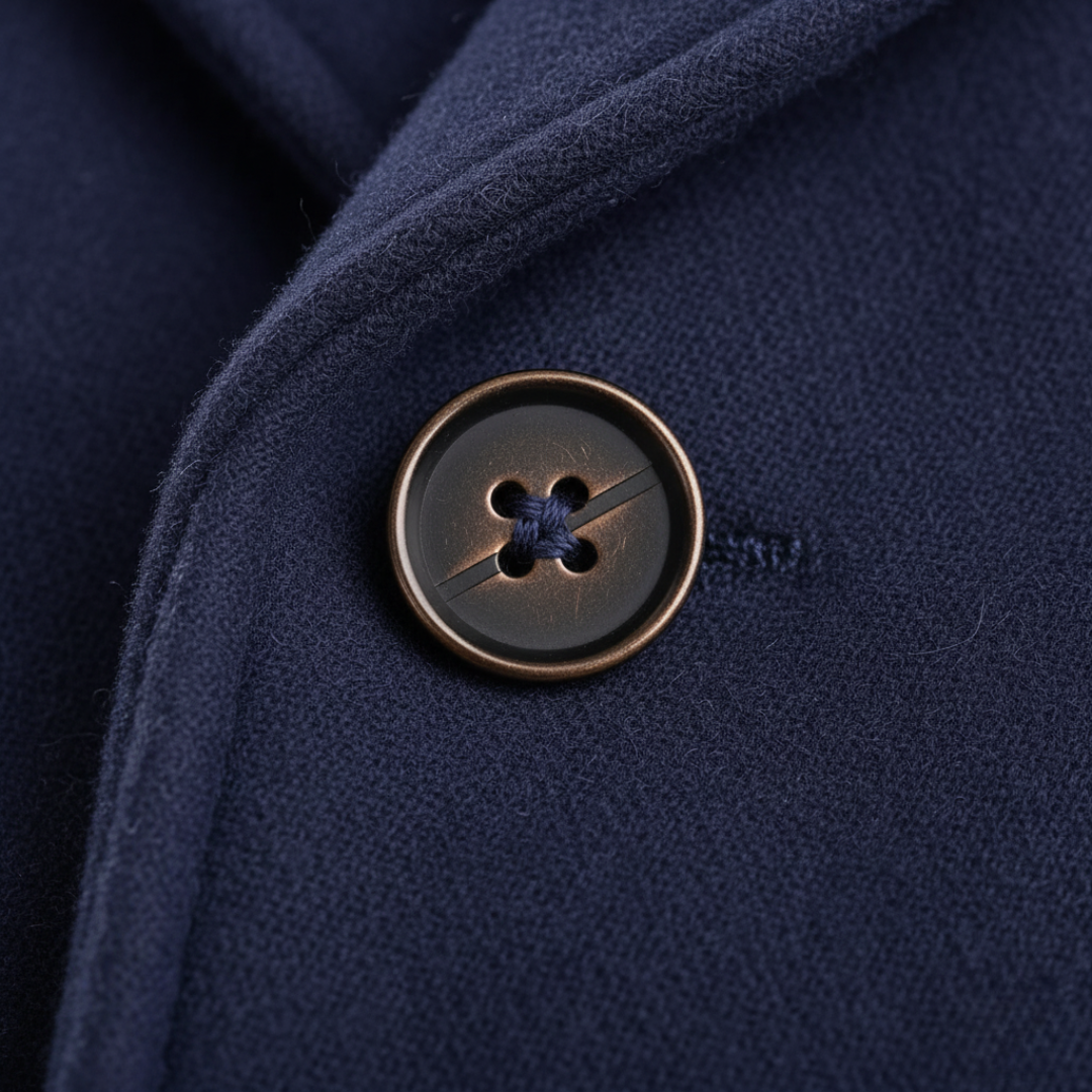 Veste homme double boutonnage à revers noté - coupe longue tailoring, boutons épaules et fente extérieure