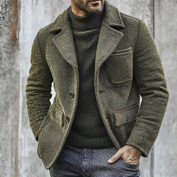 Veste homme à double boutonnage textured avec poche plaquée et col classique