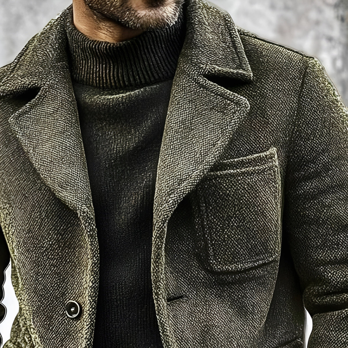 Veste homme à double boutonnage textured avec poche plaquée et col classique