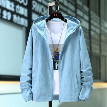 Veste homme légère à capuche respirante zip coupe relaxée