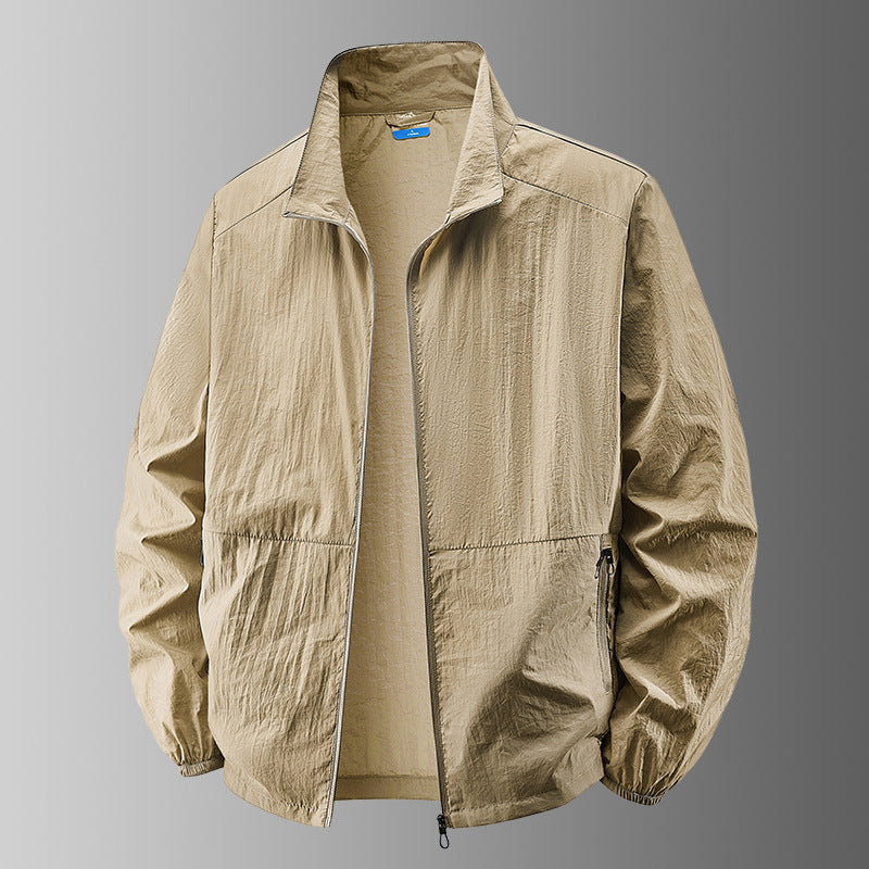 Veste homme légère à fermeture éclair intégrale, col montant et poignets elastiques - poches zipées