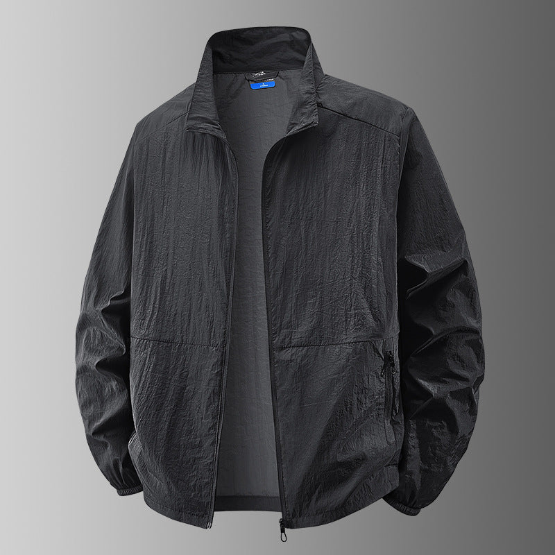 Veste homme légère à fermeture éclair intégrale, col montant et poignets elastiques - poches zipées