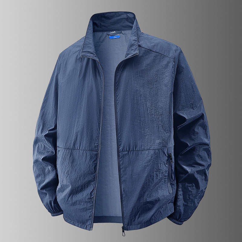 Veste homme légère à fermeture éclair intégrale, col montant et poignets elastiques - poches zipées