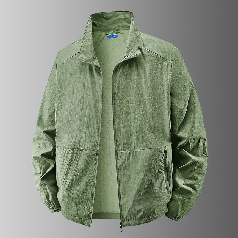 Veste homme légère à fermeture éclair intégrale, col montant et poignets elastiques - poches zipées