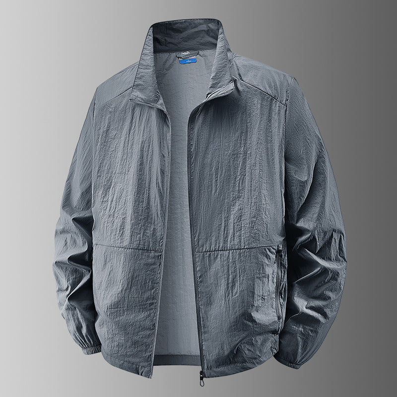Veste homme légère à fermeture éclair intégrale, col montant et poignets elastiques - poches zipées