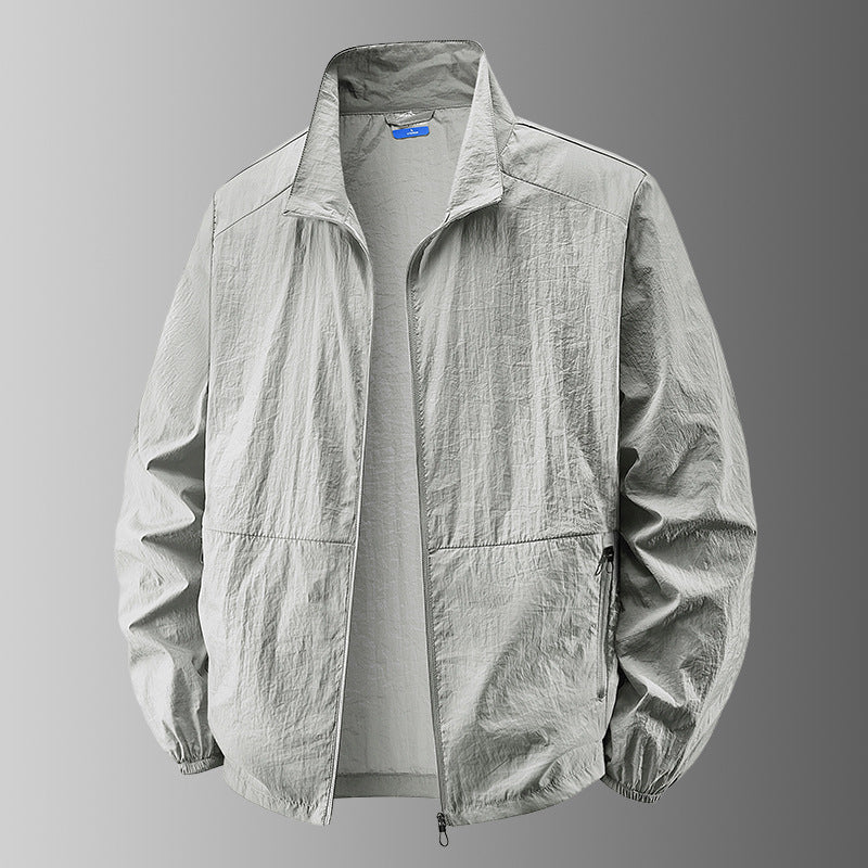 Veste homme légère à fermeture éclair intégrale, col montant et poignets elastiques - poches zipées