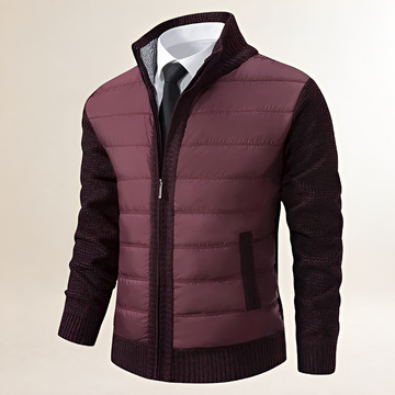 Veste homme matelassée à capuche et zip avec col montant et manches contrastées