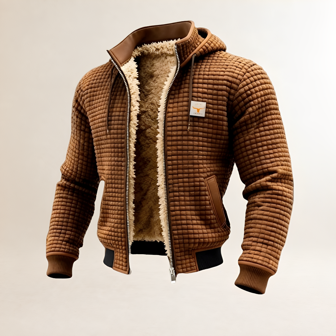 Veste homme matelassée à capuche fermeture éclair coupe régulière