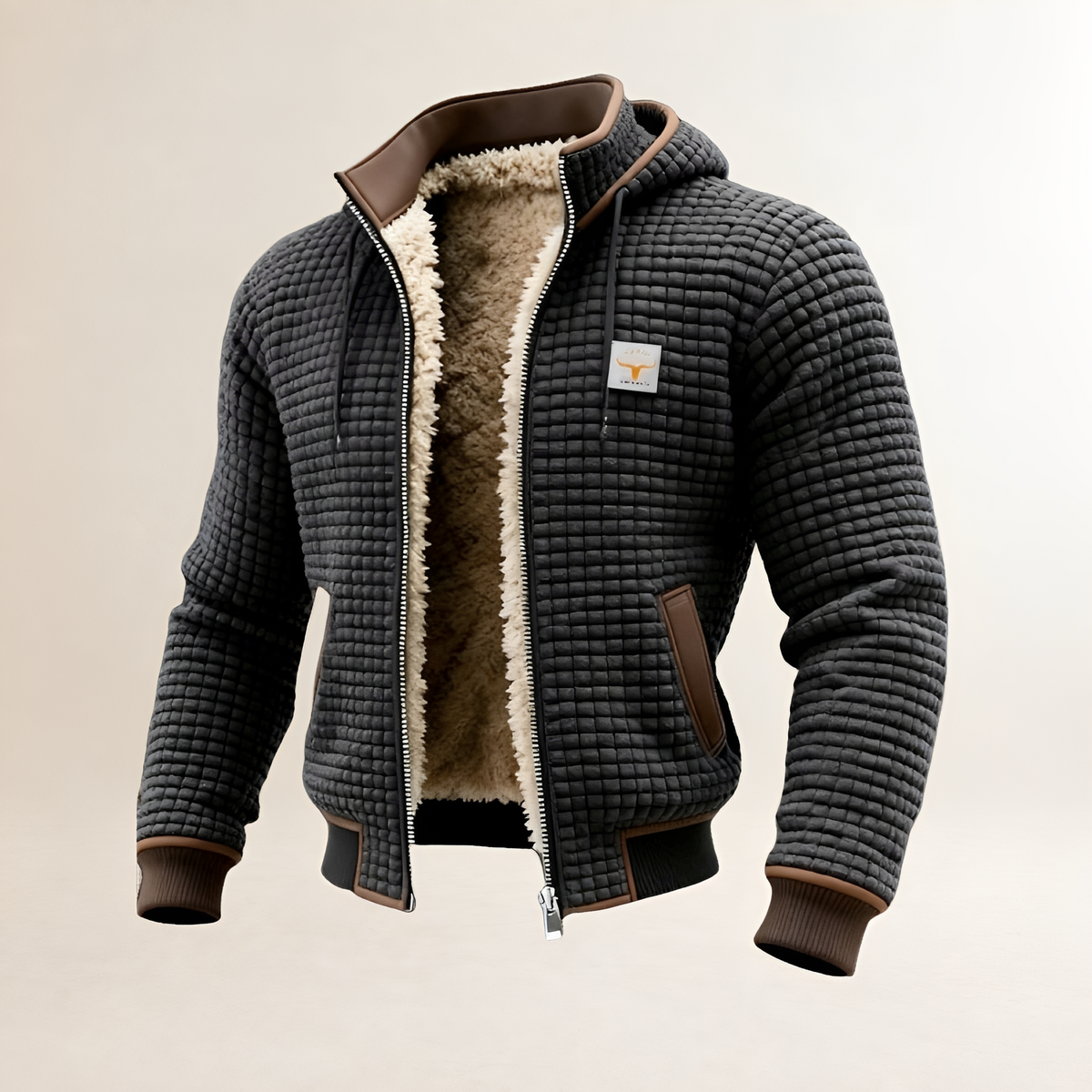 Veste homme matelassée à capuche fermeture éclair coupe régulière