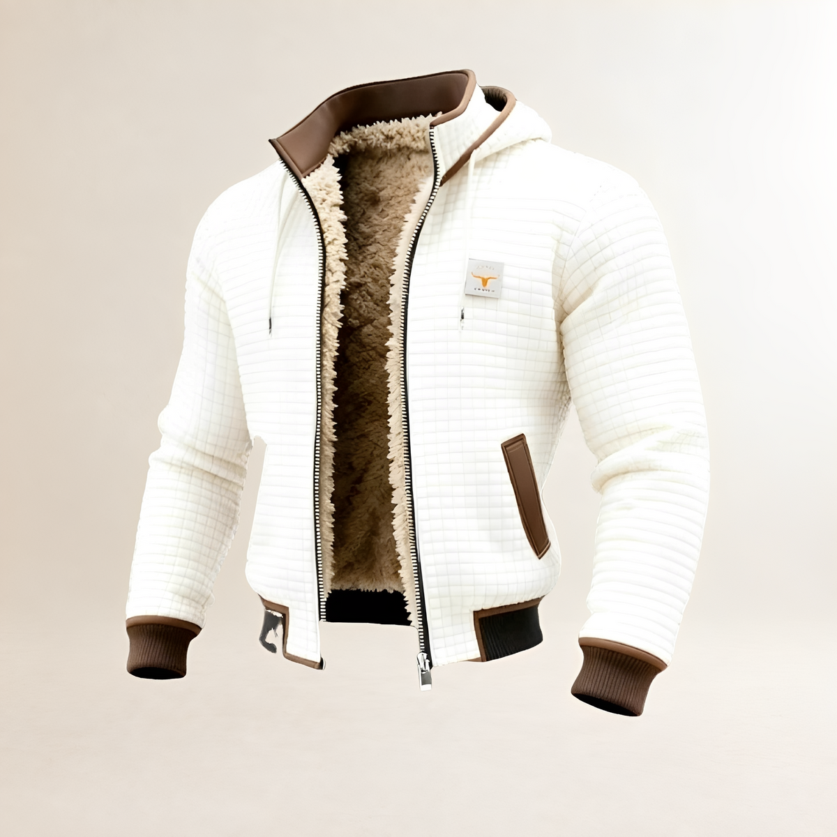Veste homme matelassée à capuche fermeture éclair coupe régulière