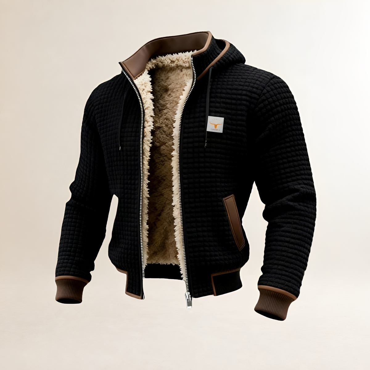 Veste homme matelassée à capuche fermeture éclair coupe régulière