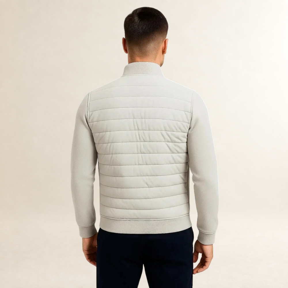 Veste homme matelassée à devant quilté et manches lisses - col montant, zip complet