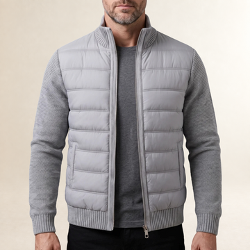 Veste homme matelassée légère à manches contrastantes et col montant