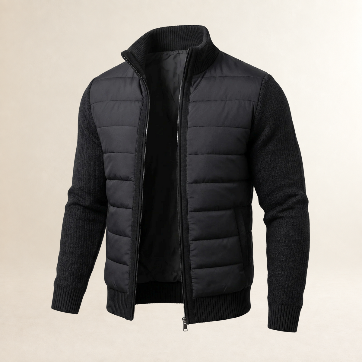 Veste homme matelassée légère à manches contrastantes et col montant