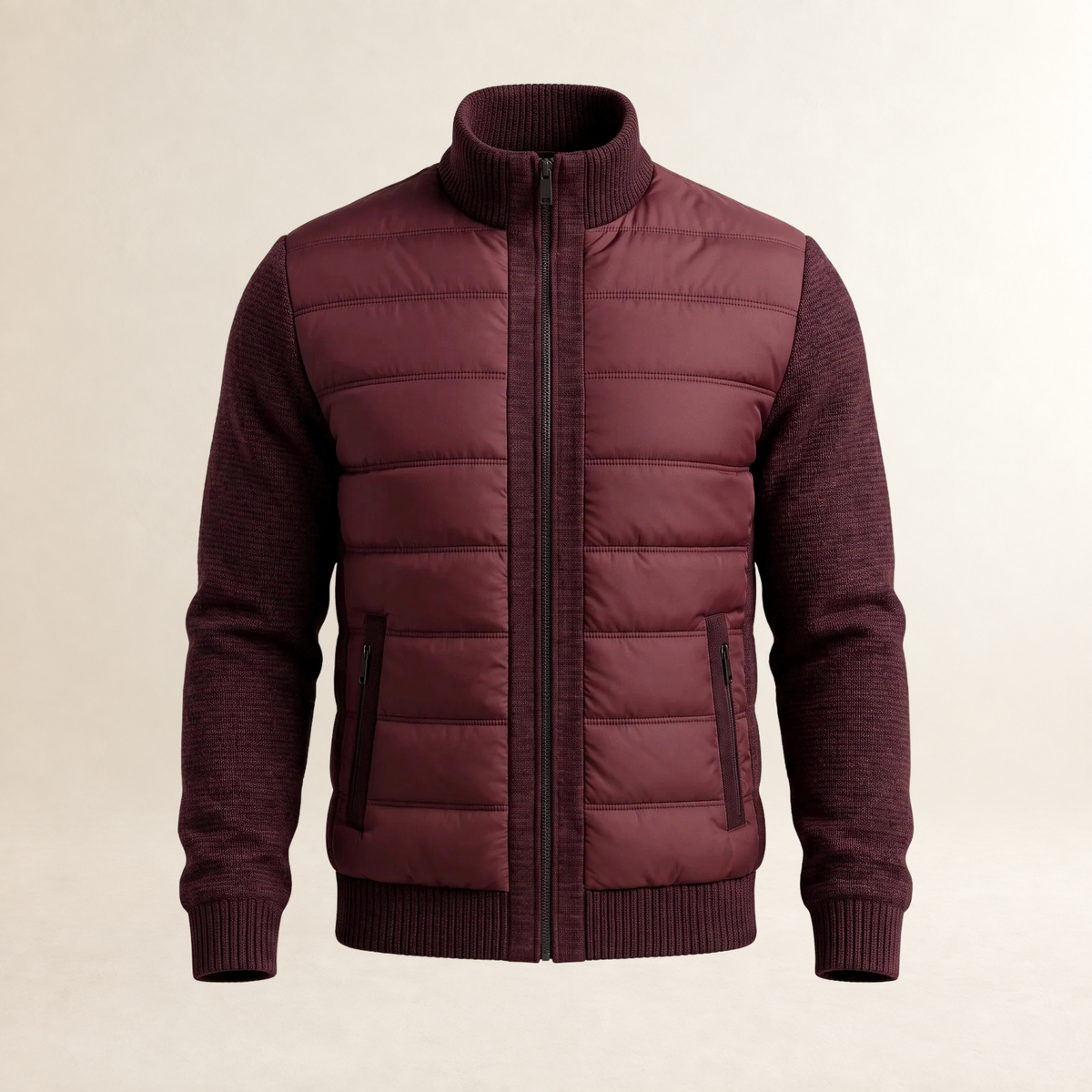 Veste homme matelassée légère à manches contrastantes et col montant
