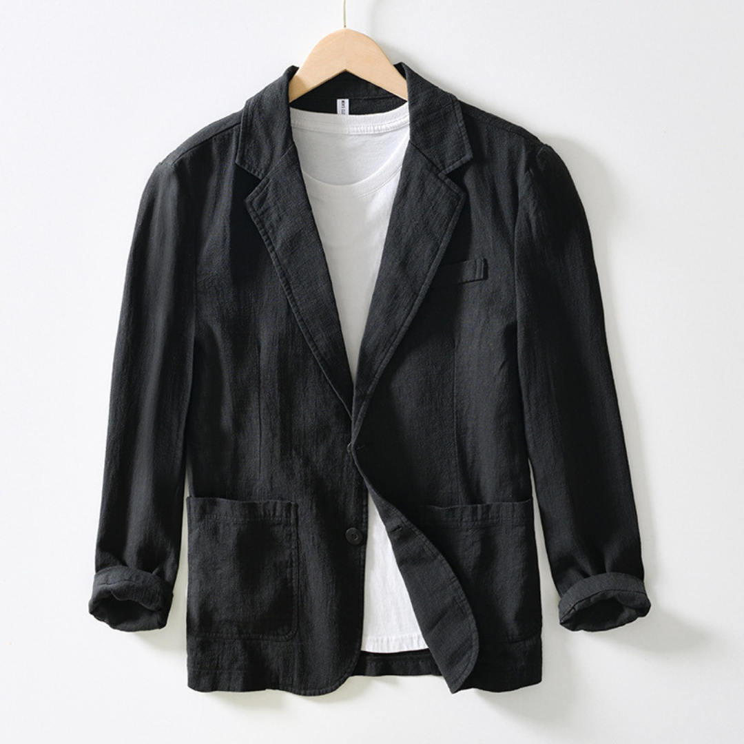 Veste homme à revers cranté, double boutonnage et poches plaquées