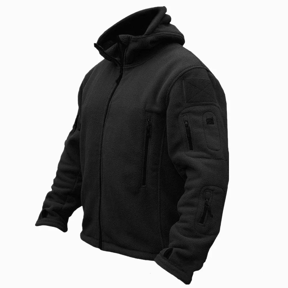 Veste homme tactique à capuche, poches utilitaires zippées et coupe régulière