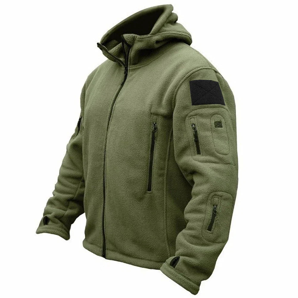 Veste homme tactique à capuche, poches utilitaires zippées et coupe régulière