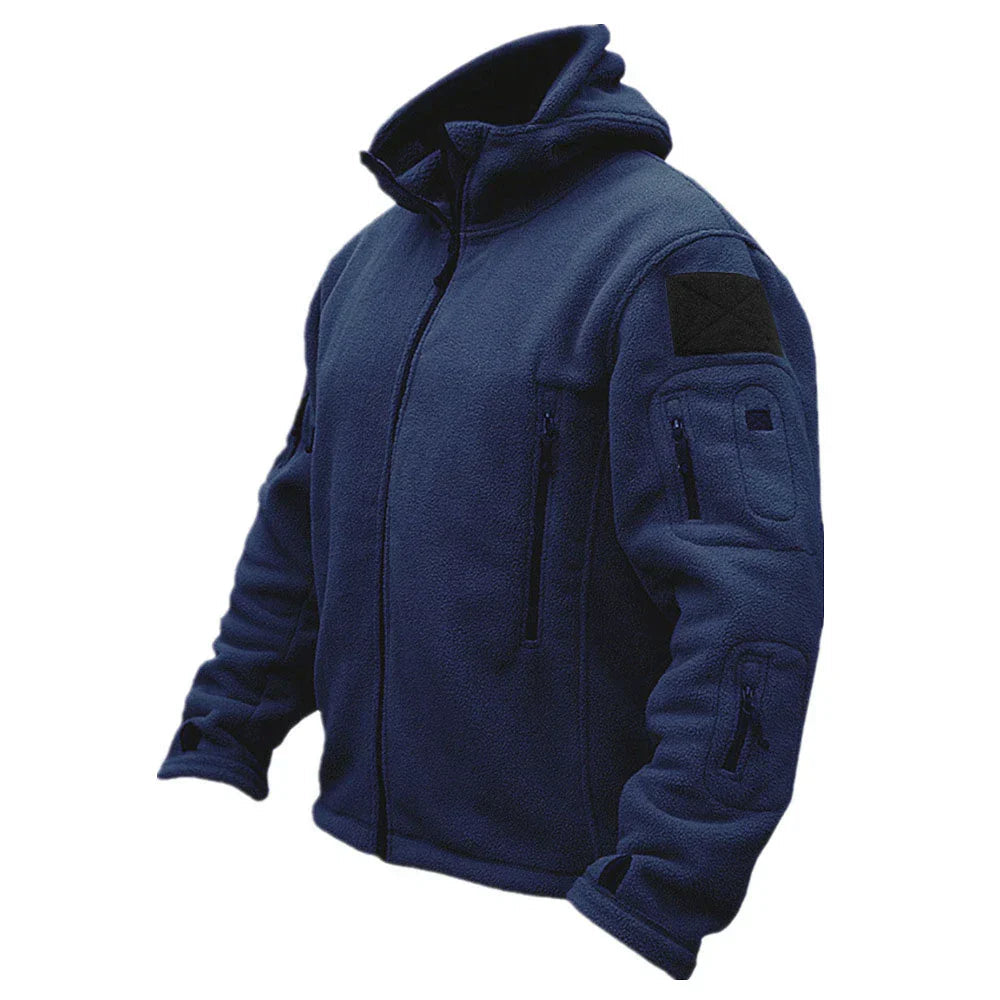 Veste homme tactique à capuche, poches utilitaires zippées et coupe régulière