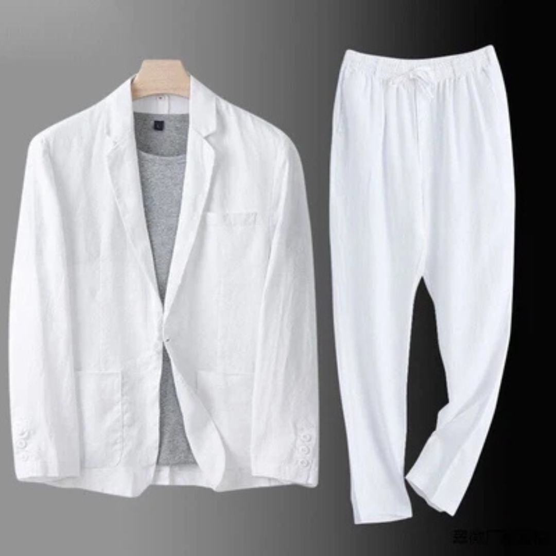 Veste homme tailleur - ensemble complet blazer simple boutonnage et pantalon à jambe droite