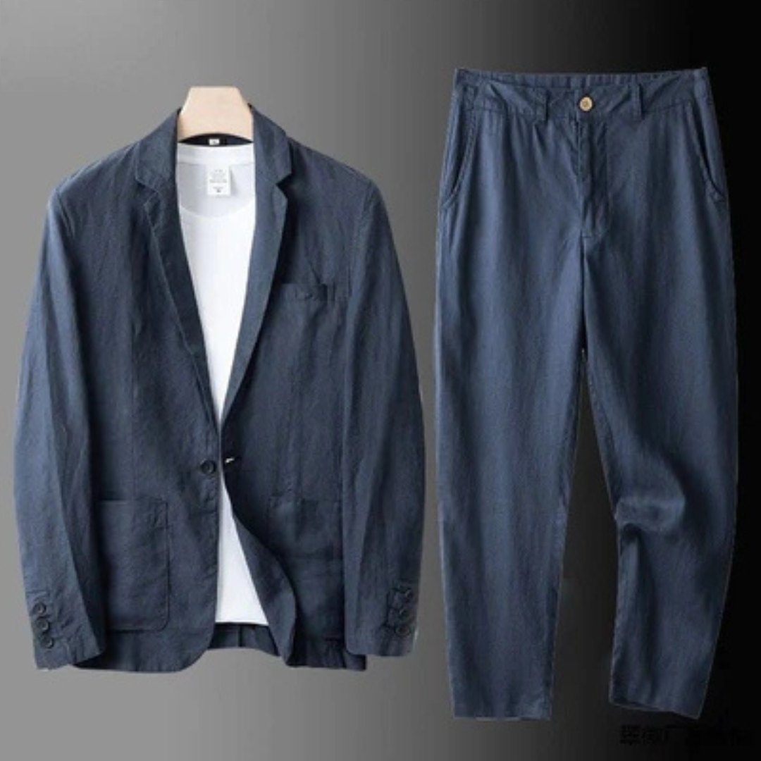 Veste homme tailleur - ensemble complet blazer simple boutonnage et pantalon à jambe droite
