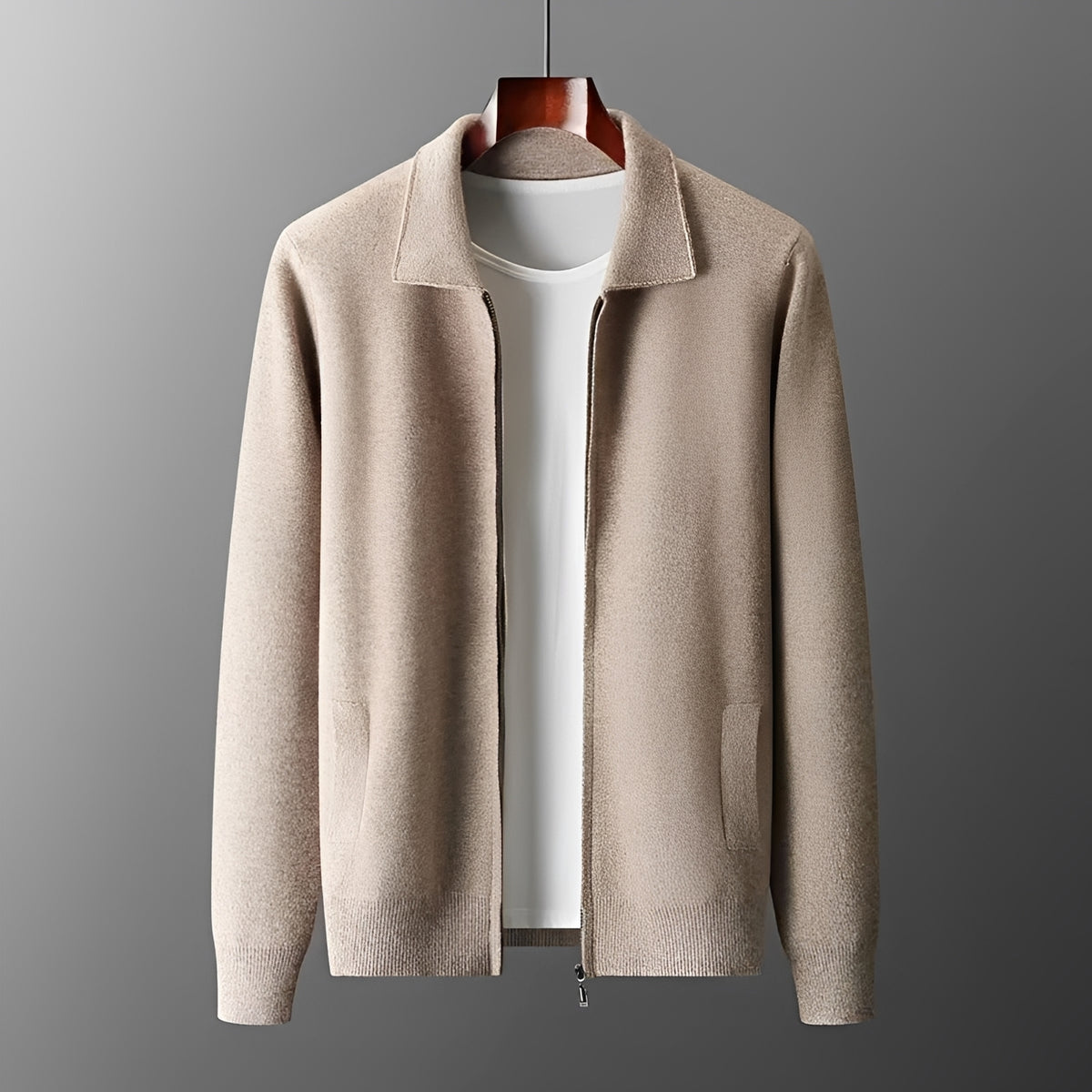 Veste homme à zip avec col classique - coupe décontractée, manches longues