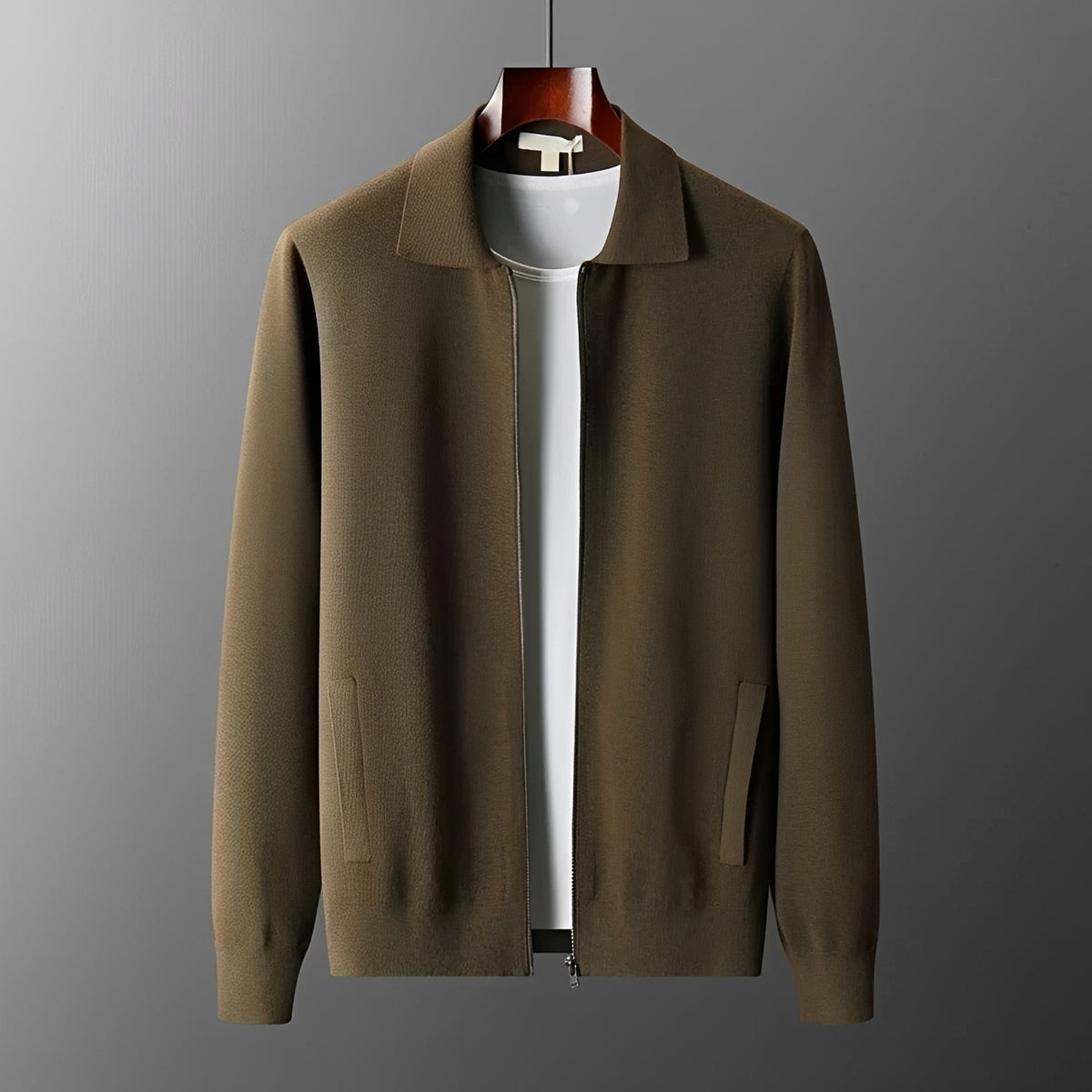 Veste homme à zip avec col classique - coupe décontractée, manches longues