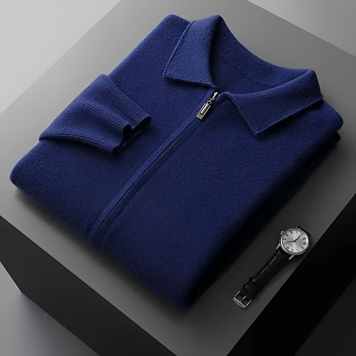 Veste homme à zip avec col classique - coupe décontractée, manches longues