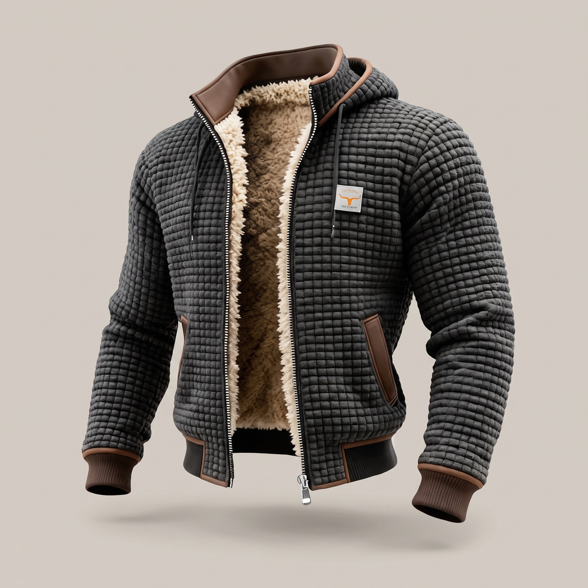 Veste matelassée homme à capuche zip contrasté et finition contrastée