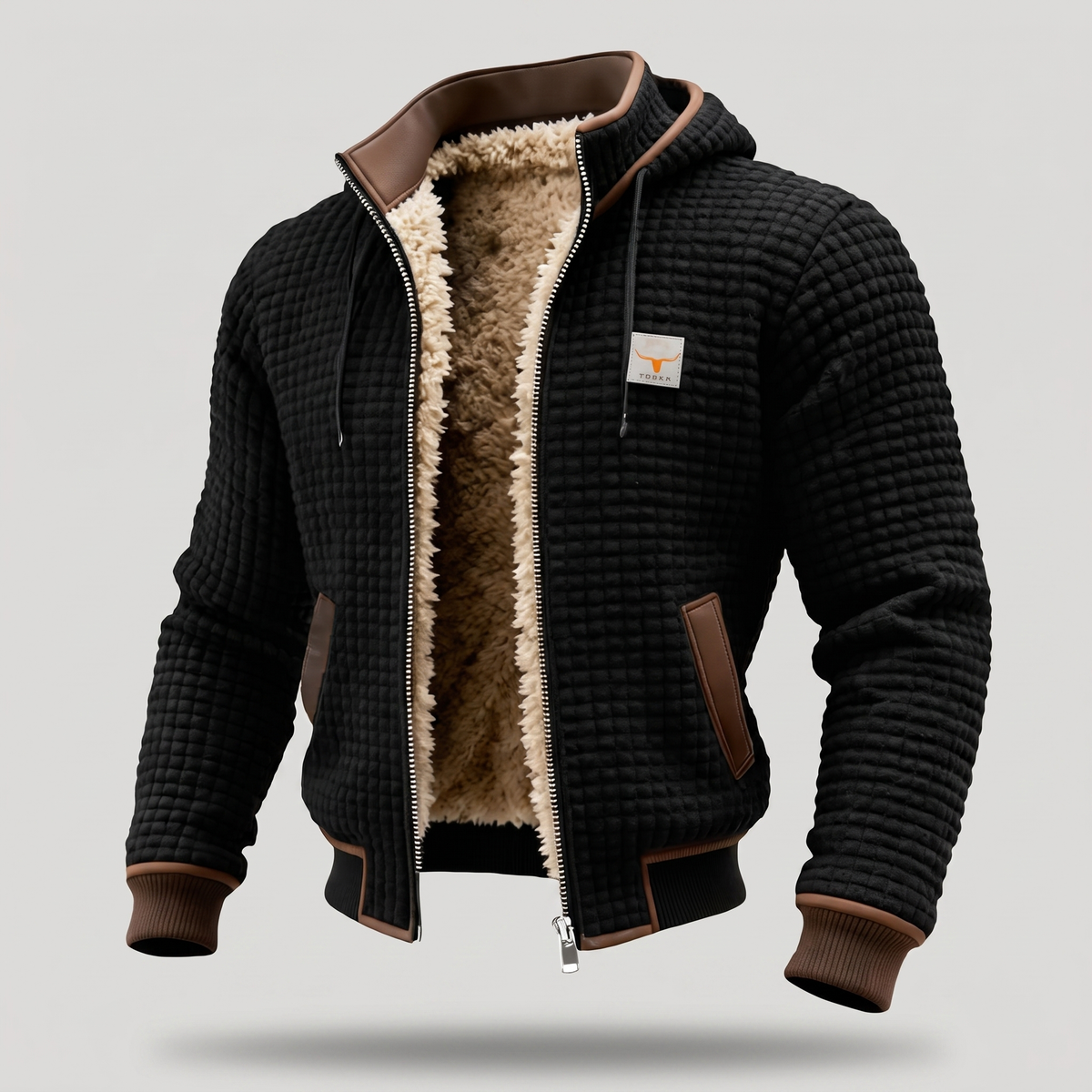 Veste matelassée homme à capuche zip contrasté et finition contrastée
