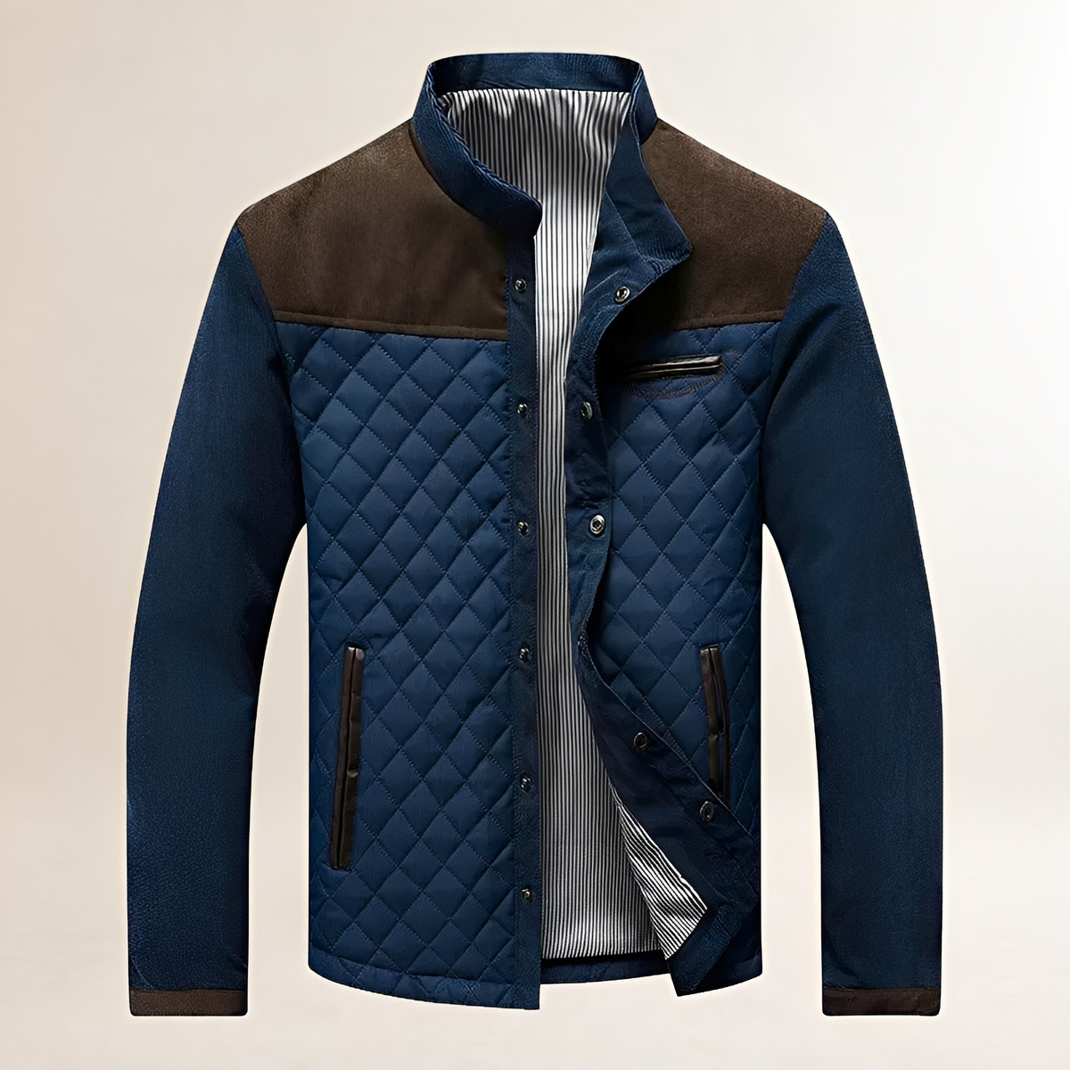 Veste matelassée homme à col montant, panneaux contrastés et fermeture éclair