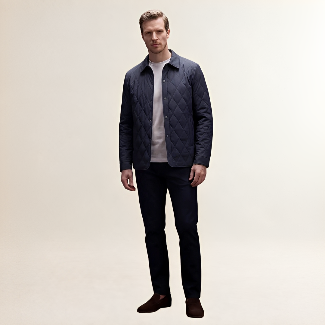 Veste matelassée homme à motif diamant, boutons et col montant