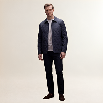 Veste matelassée homme à motif diamant, boutons et col montant