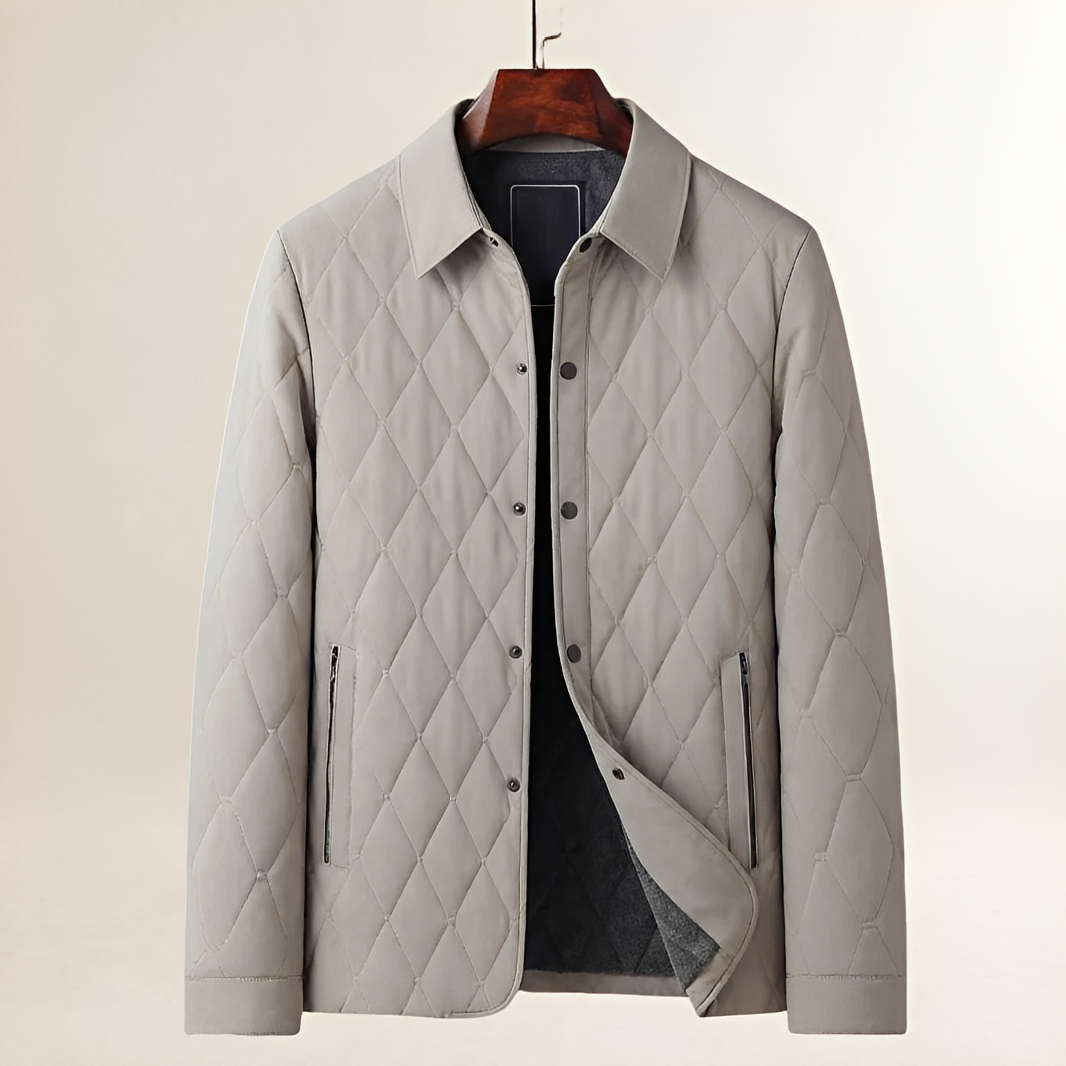 Veste matelassée homme à motif diamant, boutons et col montant