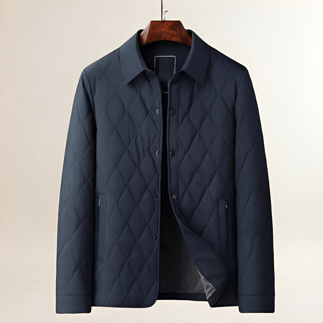 Veste matelassée homme à motif diamant, boutons et col montant