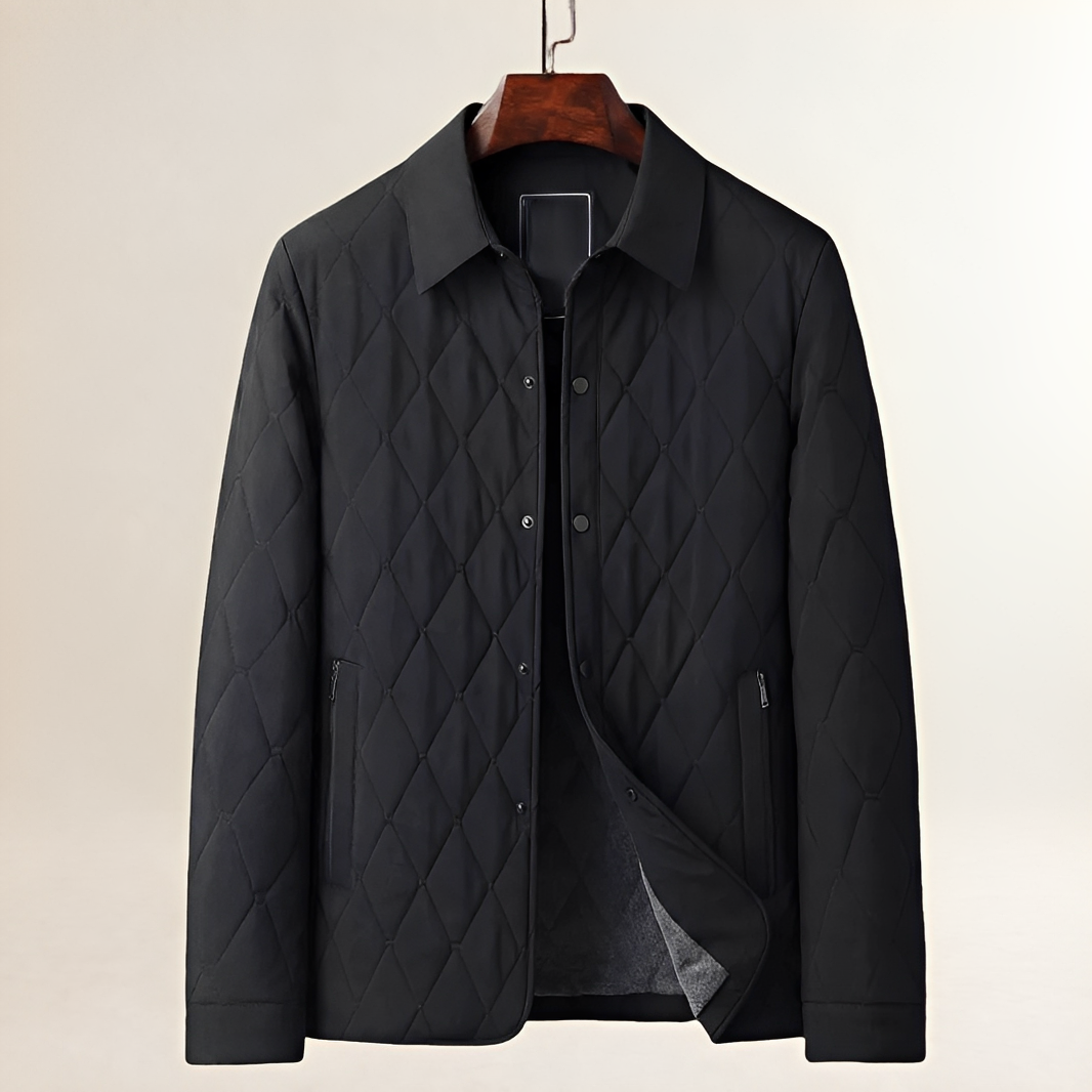 Veste matelassée homme à motif diamant, boutons et col montant