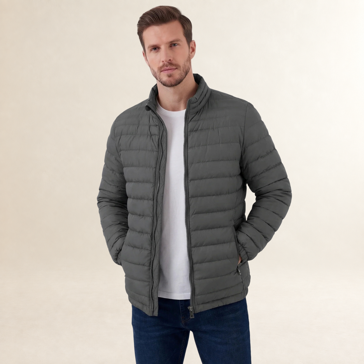 Veste matelassée légère pour homme à col montant