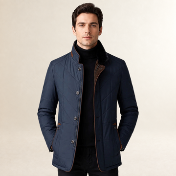 Veste matelassée pour homme col montant fermeture à boutons coupe ajustée