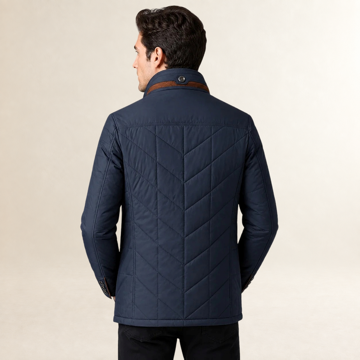 Veste matelassée pour homme col montant fermeture à boutons coupe ajustée